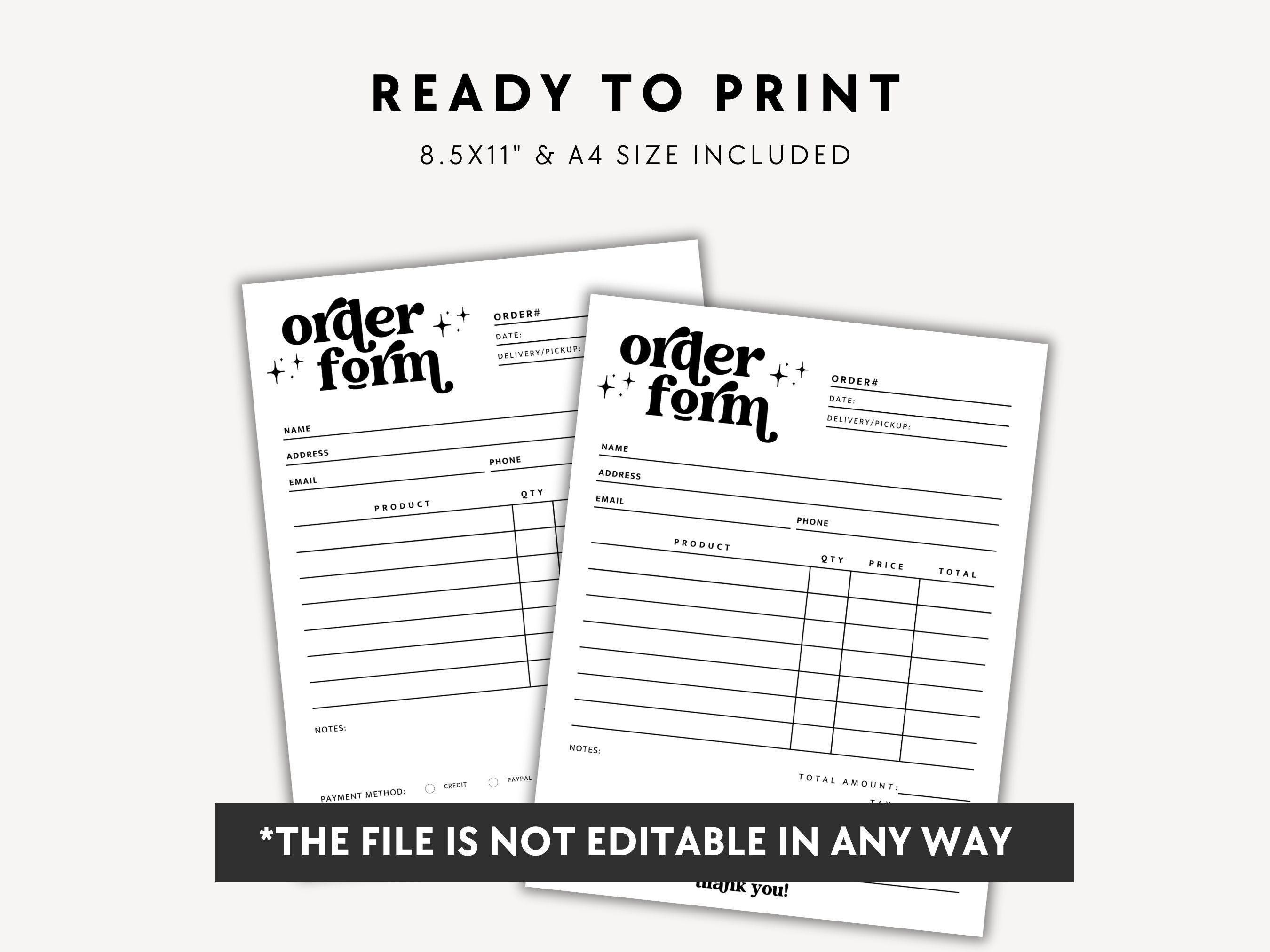 Small Method Reprint Order Form Instant Download Order Form, Retro Small Business Forms, Printable ...
