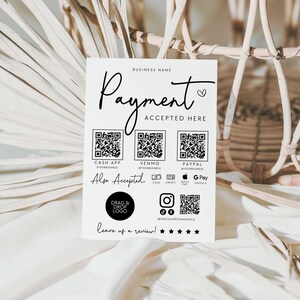 Scan to Pay Sign Template Canva QR Code Printable Payment Sign, Accepted Payments Sign, CashApp Paypal Venmo Sign, Printable Sign - Dawn