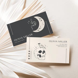 Goth Business Card Canva Template, DIY Printable Business Card, Dark Business Branding, Spiritual Celestial Moon DIY Editable Business Card