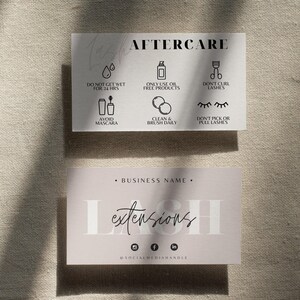 Modern Lash Aftercare Card Template, Lash Business Card, Editable Lash Extension Card, Small Business Care Card, Eyelash Care Card "Emory" image 4