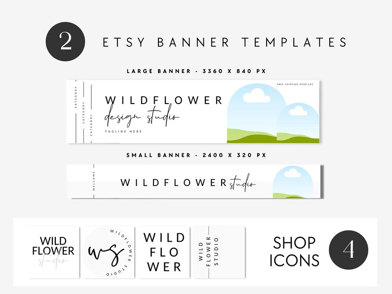 Minimal Canva Editable Etsy Branding Kit, Etsy Banner Template, DIY Etsy Store Branding, Editable Etsy Shop Banner, Shop Icon Photo - Alina Bild 3