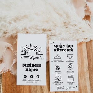 Retro Spray Tan Aftercare Card Canva Template, Tanning Salon Business Card, Editable Spray Tan Instructions Card, Tanning Care Card - Dani