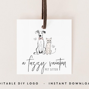 Dog & Cat Logo Design Canva Template, Pet Grooming Logo, Pet Sitter Logo, Dog Logo, DIY Animal Logo, Pet Salon Logo, Pet Shop Logo - Dusk