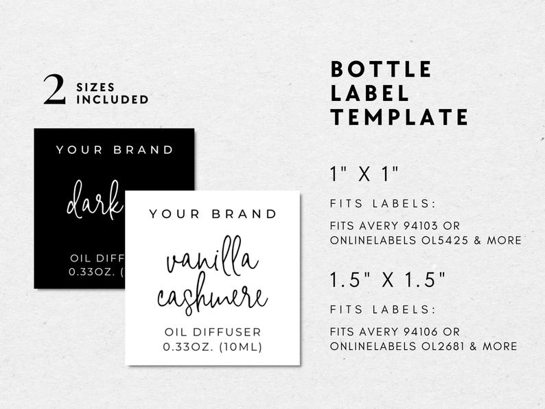 Simple Car Diffuser Label Template Canva, Editable Oil Diffuser Label ...