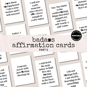 Afdrukbare Badass-bevestigingskaarten Sweary Affirmation-kaartenstapel Motiverende afdrukbare kaarten Misschien helpt vloeken bij aanmoedigingskaarten, deel 3