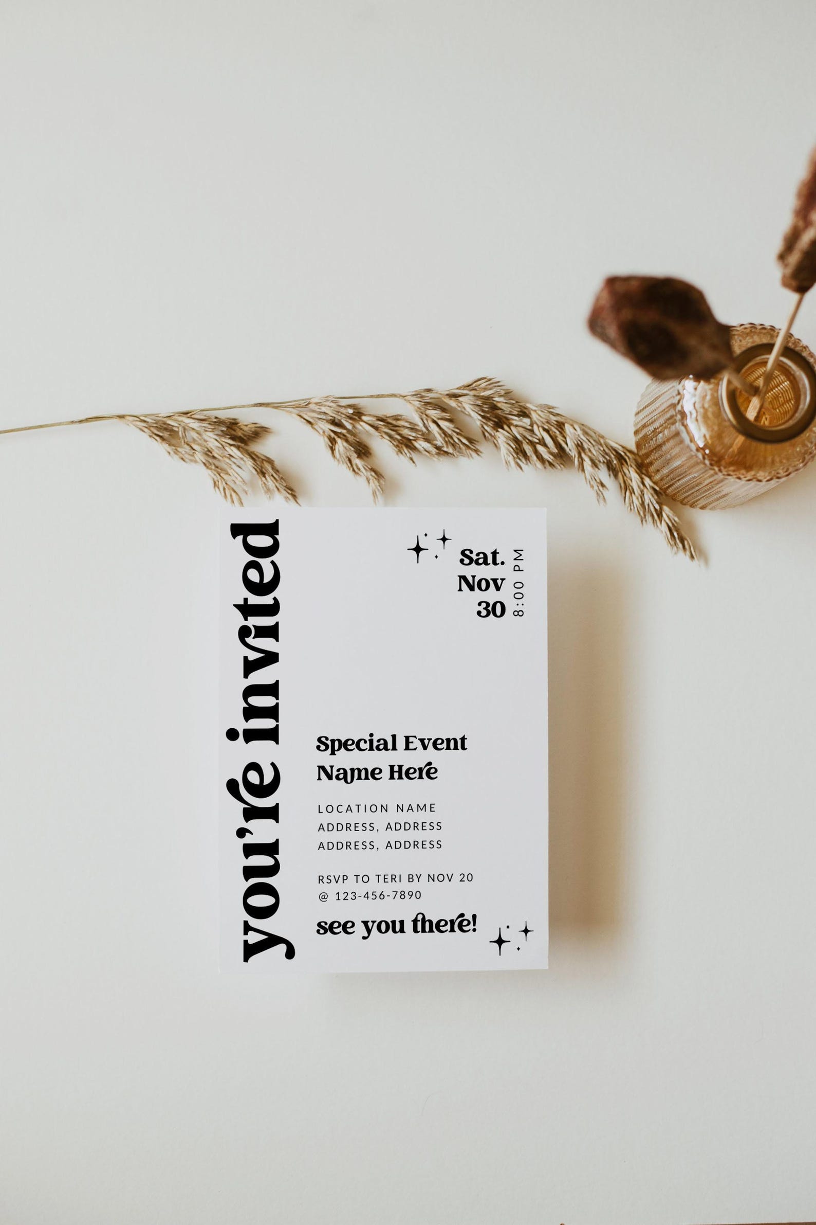 Retro Business Invitation Template, Special Event Invitation, Digital ...