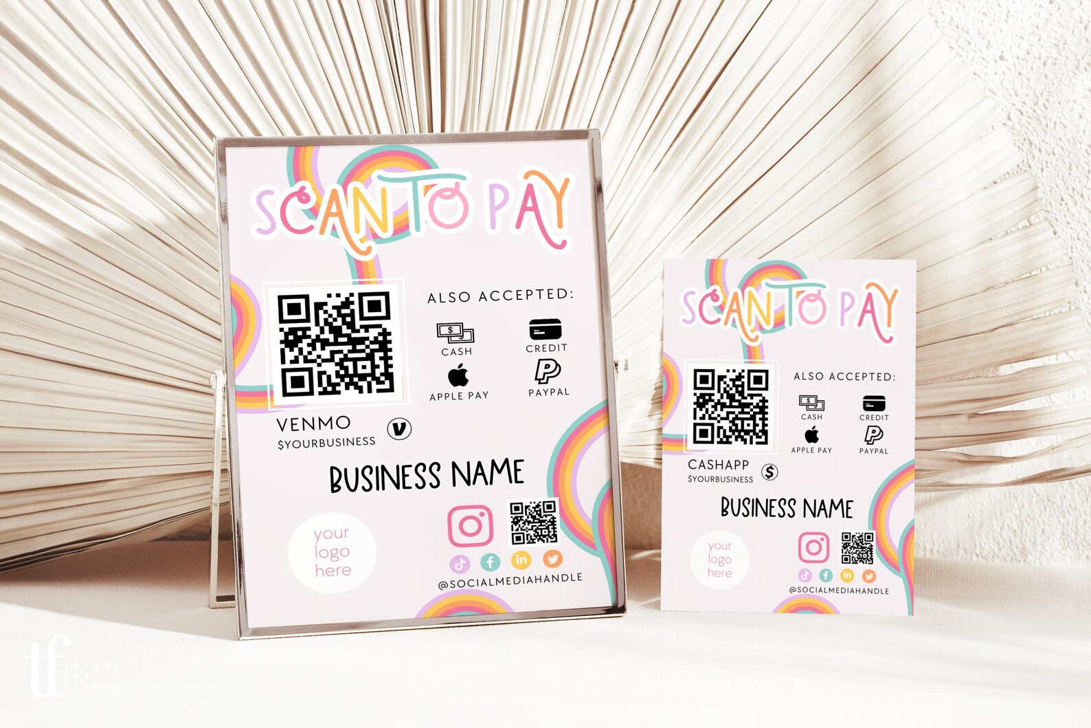 Rainbow Scan to Pay Sign QR Code Sign Template Canva, Printable Payment ...