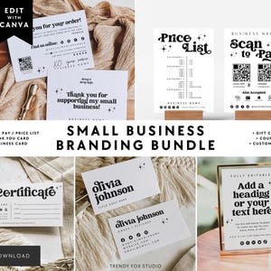Small Business Branding Bundle Canva Template - Business Card, Scan to Pay Price List, Thank You Card Gift Certificate, Coupon Card | Dani