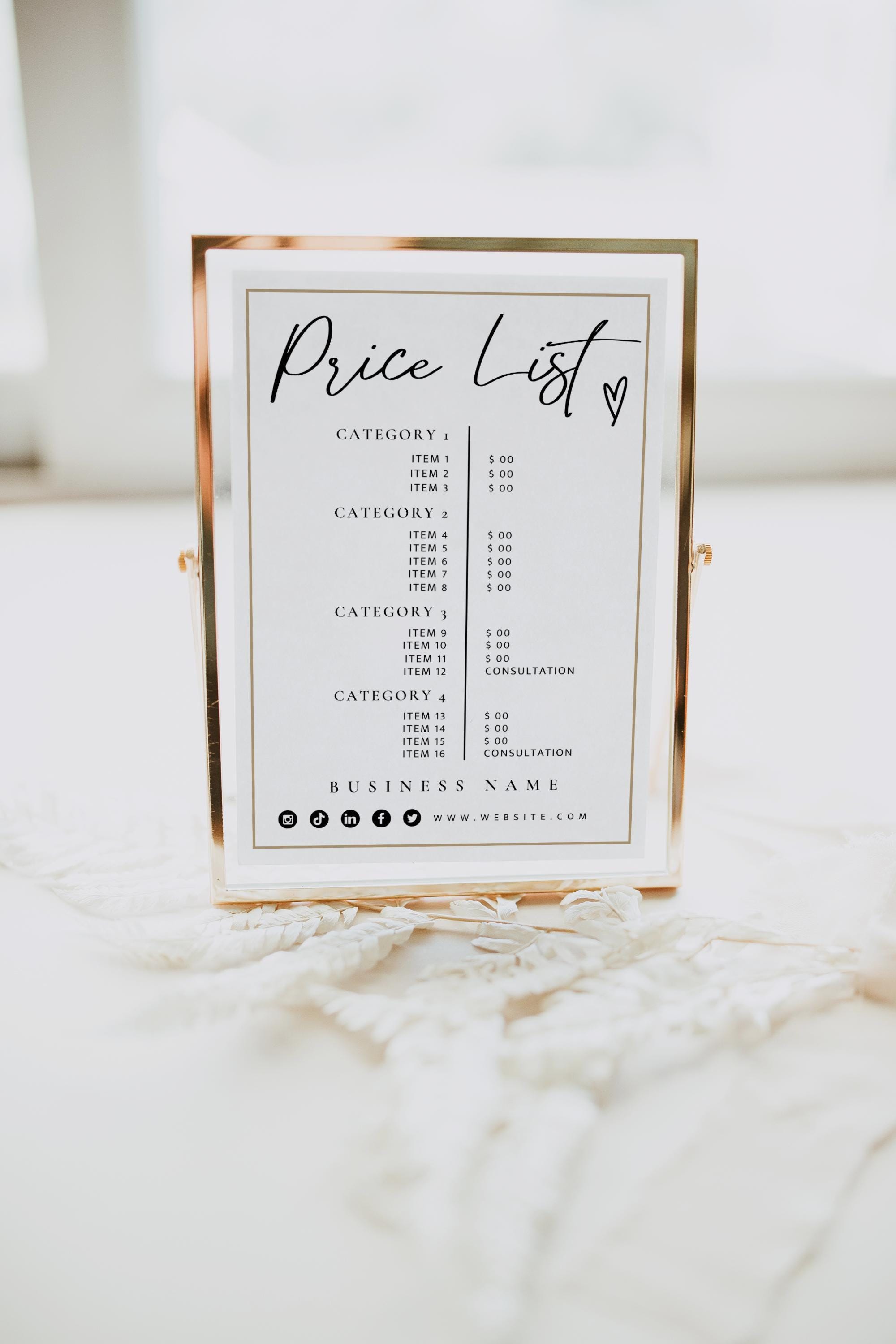 Printable Price List & Payment Sign, QR Code Sign Template, Editable ...