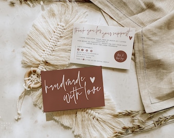 Boho Business Thank You Card Canva, Thank You For Your Order Template, Cute Thank You Package Insert Small Business Card Template - Skye