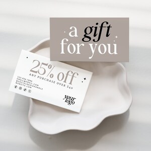 Modern Coupon Card Template, Printable Business Coupon Canva Template, Neutral Business Card, Business Marketing Card Promotional - Cove