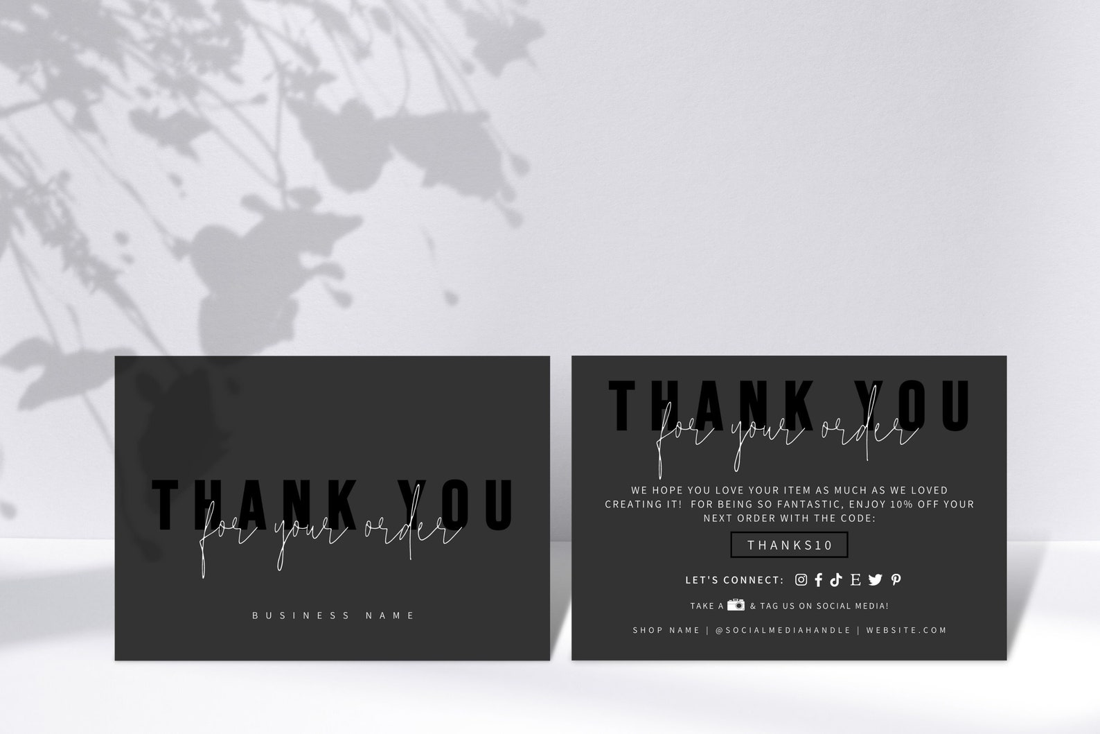 EDITABLE Business Thank You Card Black Luxury Thank You Card - Etsy