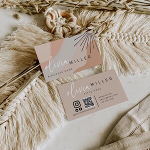 Boho Business Card Canva Template, Editable Business Card, DIY Calling Card, Printable Business Branding, Neutral Blush Business Card - Myra