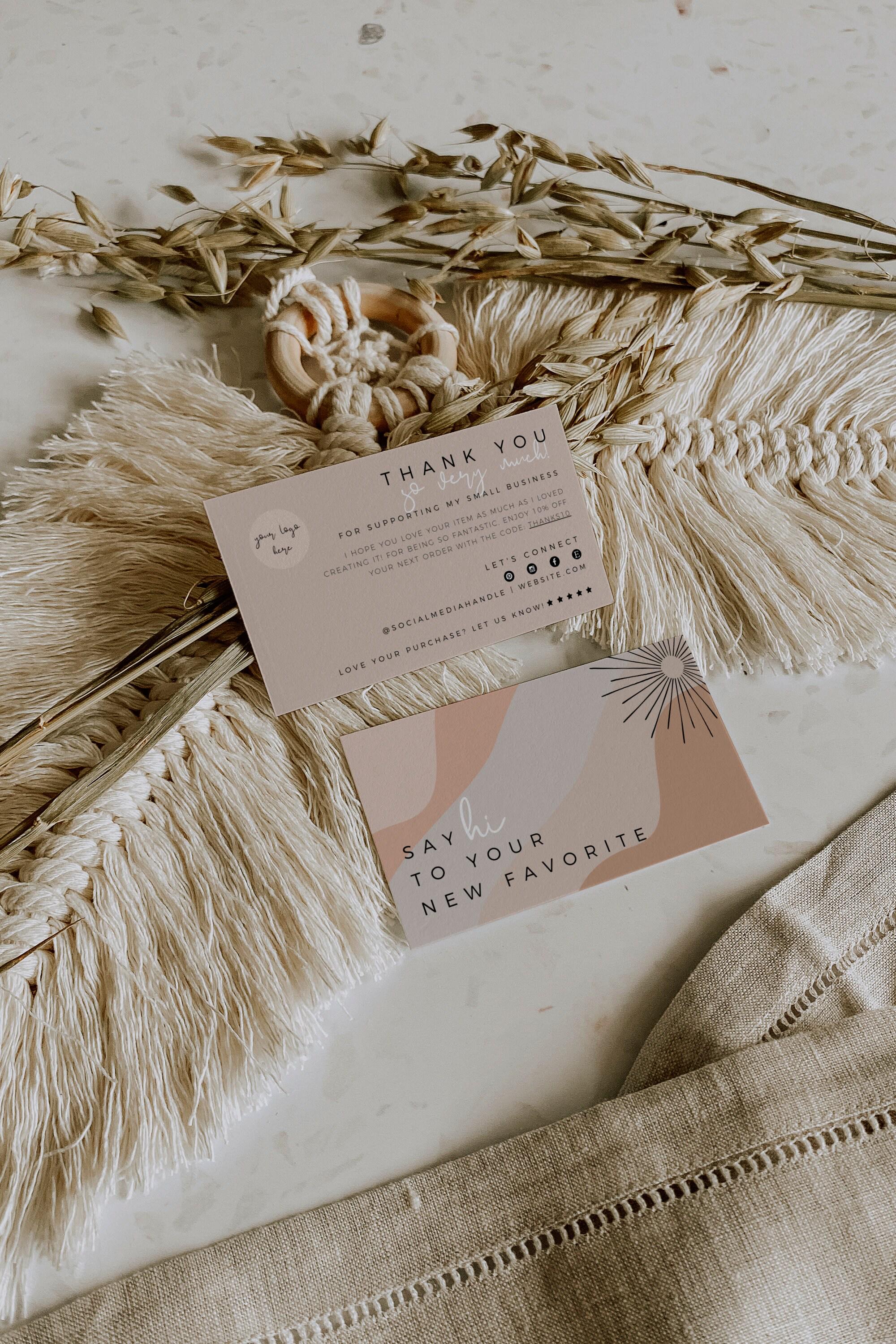 Boho Business Thank You Card Canva Template, Neutral Abstract Business ...