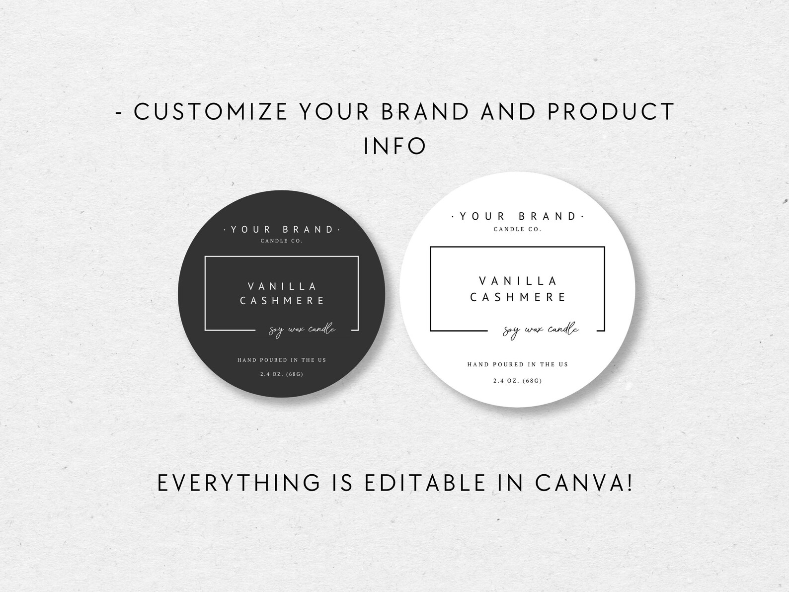 Round Candle Label Template Editable Candle Lid Sticker Etsy