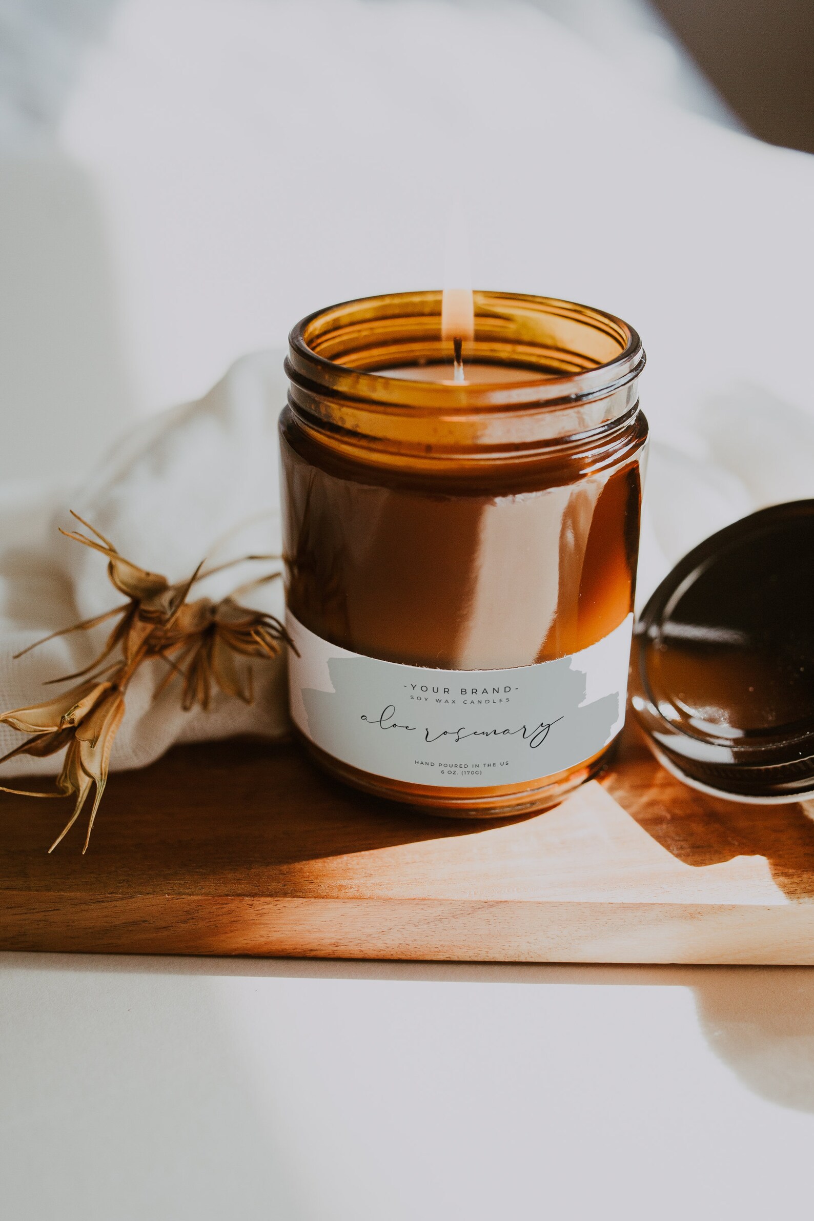 Thin Candle Label Template Editable Minimalist Candle Label Etsy UK