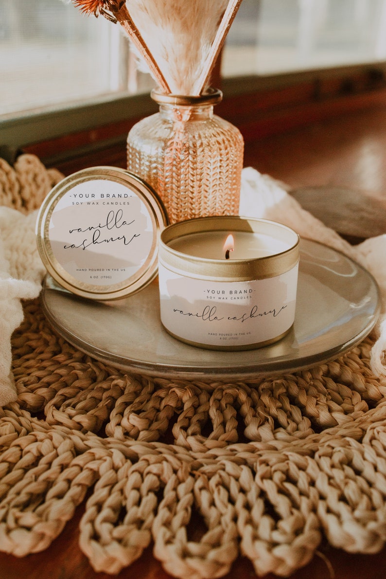 Thin Candle Label Template Editable Minimalist Candle Label Etsy Ireland