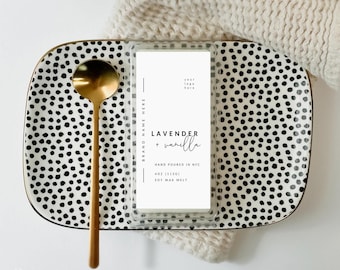 Wax Melt Label Template Canva, Editable Wax Snap Bar Thin Label - Alina