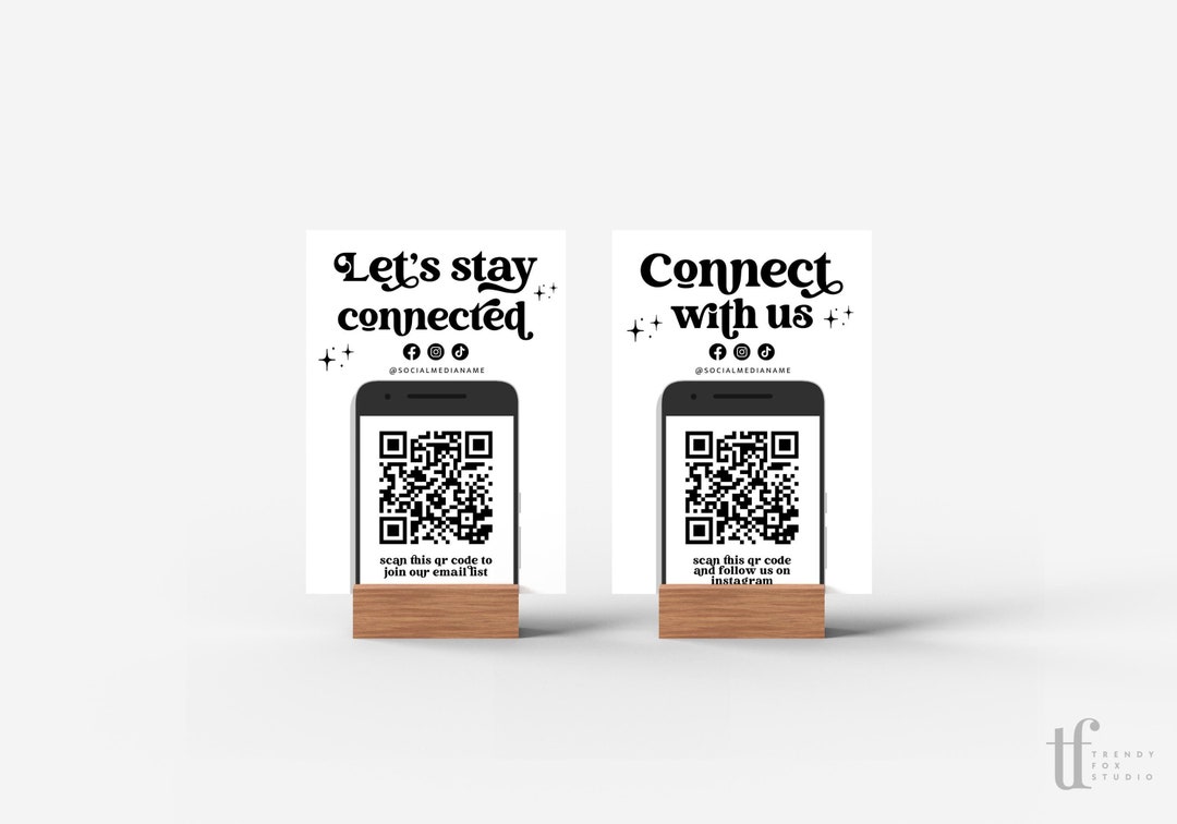 Retro QR Code Social Media Sign Template, DIY Follow Us on Social ...