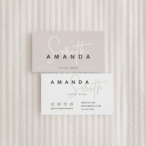 Feminine Visitenkarte Canva Vorlage, SOFORTIGER DOWNLOAD Druckbare moderne Visitenkarte Vorlage, Neutral Pink Luxe Visitenkarte - Skye