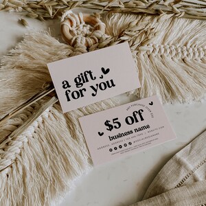 Retro Coupon Card Canva Template, Printable Business Coupon, Neutral Business Promo Card, Business Marketing Card Promotional - Jace