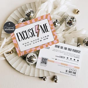 Bright Fun Checkered Business Thank You Card Canva Template, Cute Customizable Package Insert, Printable Trendy Thanks For Purchase - Brooks