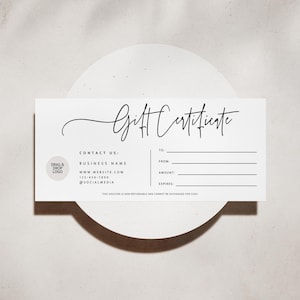 Gift Certificate Template With Logo, DIY Gift Voucher Printable, Editable Gift Card, Printable Spa Gift Certificate, Canva Template - Skye
