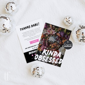 Bold Disco Business Thank You Card Canva Template, Printable Kinda Obsessed Thanks For Your Purchase, Package Insert, Fun Trendy Order Card
