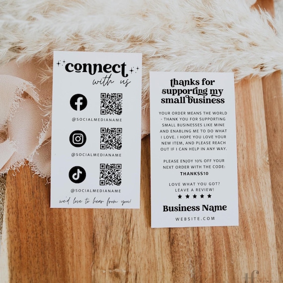 Retro Social Media Business Card Canva Template with QR Code - Dani