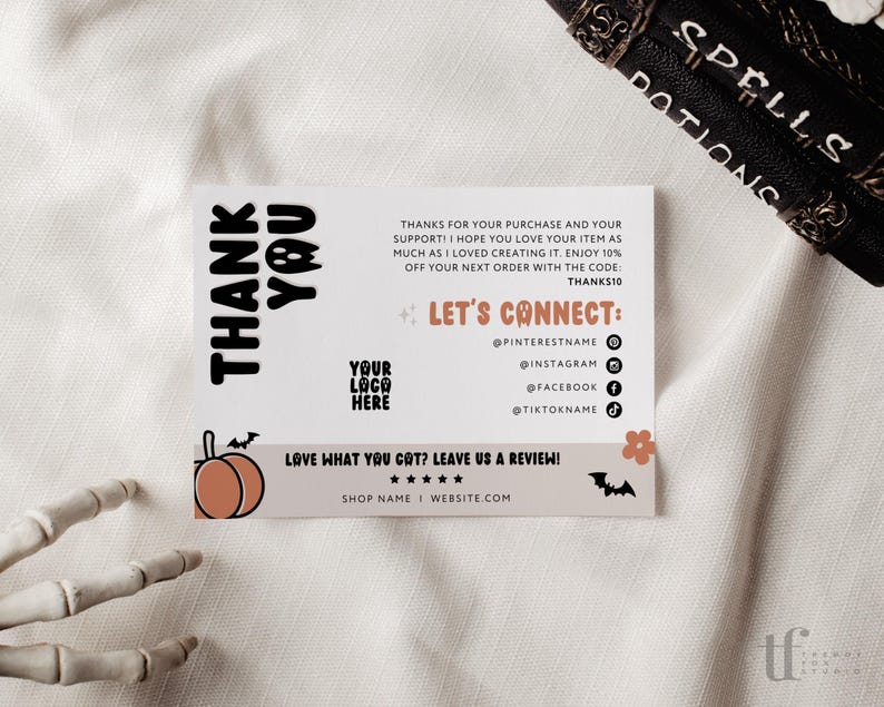 Hey Boo Halloween Business Thank You Card Canva Template, Editable ...