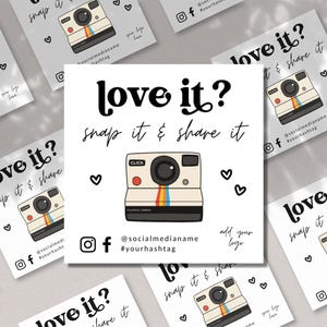 Kaartsjabloon retro uitlijnen en delen, kaartsjabloon sociale media, doe-het-zelf volg ons op sociale media, sjabloon 'Vind ik leuk en contact', Canva - Dani