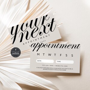 Aesthetic Appointment Reminder Card Canva Template, Old Money Luxe Editable Business Booking Reminder, Upcoming Next Appointment - Wyn
