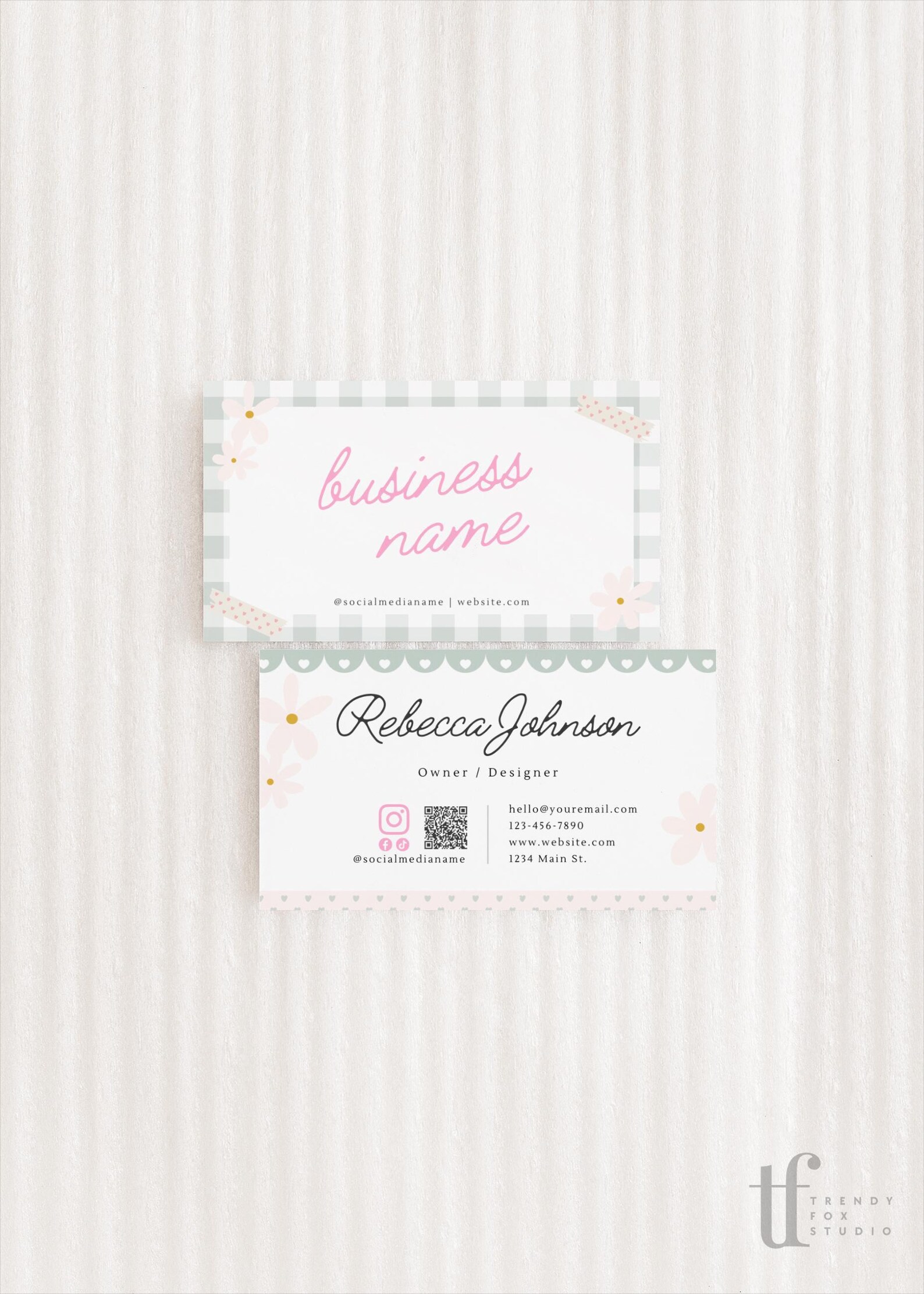 Preppy Key Card Code Preppy Business Card QR Code Canva Template, INSTANT DOWNLOAD ...