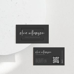 Modern Black Business Card Canva Template, INSTANT DOWNLOAD, Printable Business Card, Editable Business Card, DIY Business Branding - Ashe