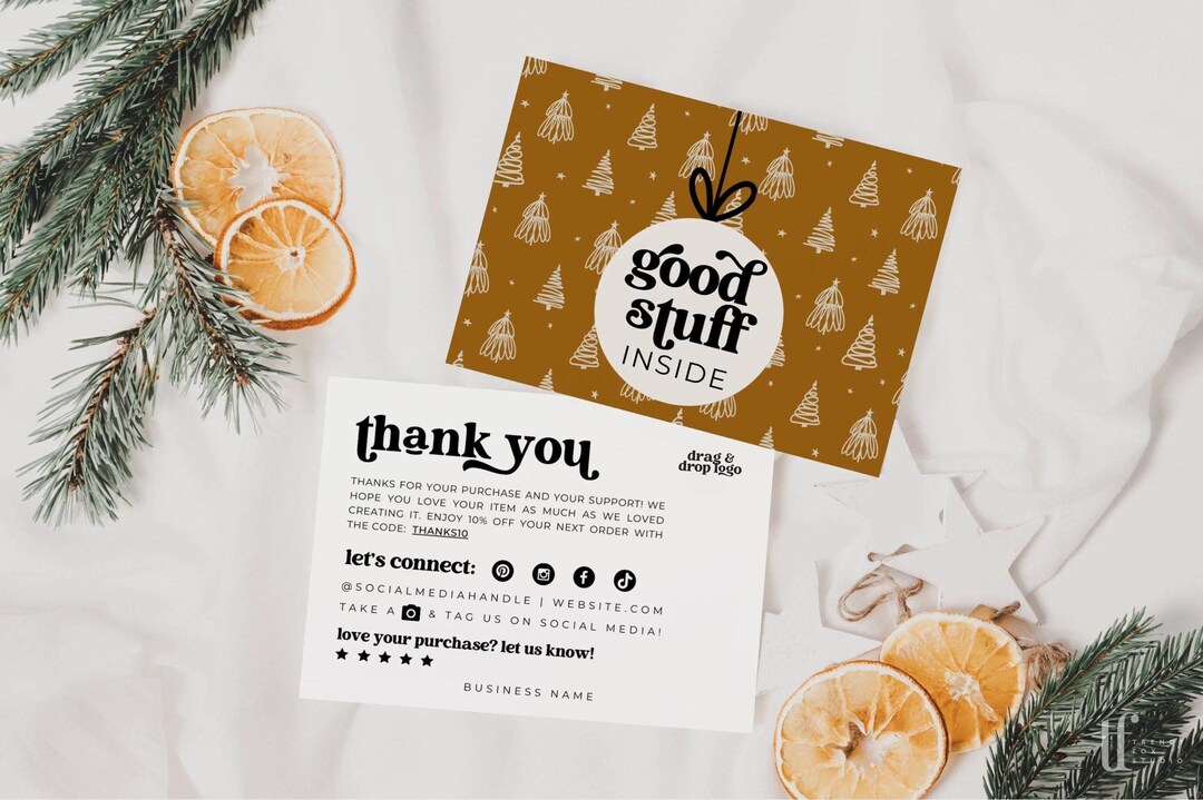 Retro Boho Christmas Business Thank You Card Template Canva Holiday ...