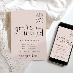 Modèle d'invitation d'entreprise bohème, invitation à un événement spécial, numérique, vous êtes invité, modèle d'invitation IG Story, invitation texte Canva - Gwen