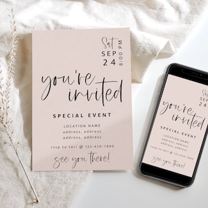 Boho Business Invitation Template, Special Event Invitation, Digital You're Invited, IG Story Invite Template, Text Invitation Canva - Gwen