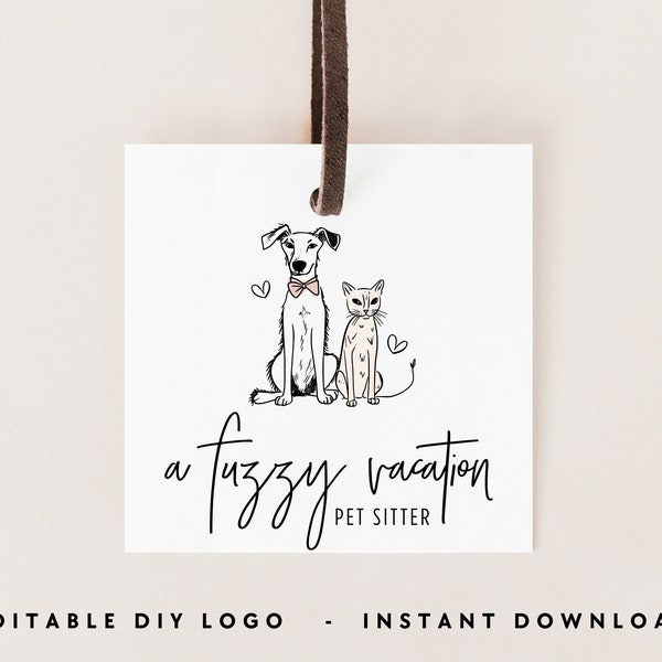 Hond & Kat Logo Ontwerp Canva Sjabloon, Pet Grooming Logo, Pet Sitter Logo, Hond Logo, DIY Animal Logo, Pet Salon Logo, Pet Shop Logo - Lola