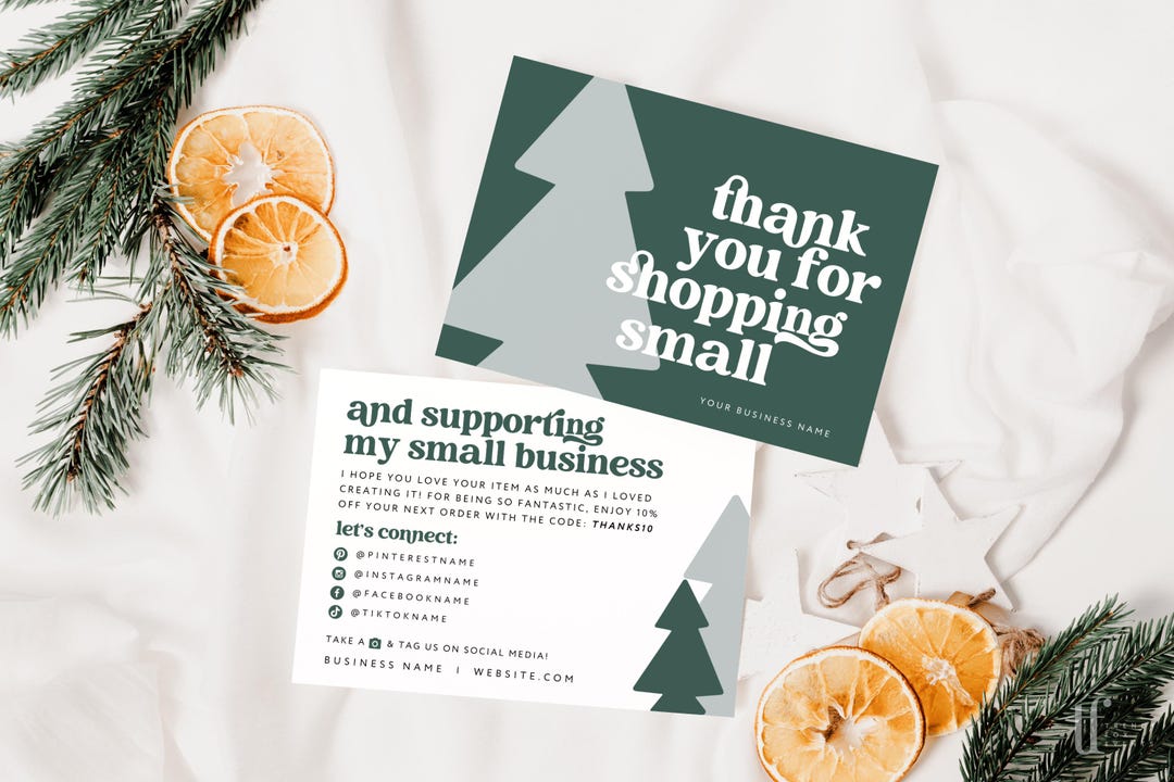 Boho Retro Christmas Business Thank You Card Canva Template, Holiday ...