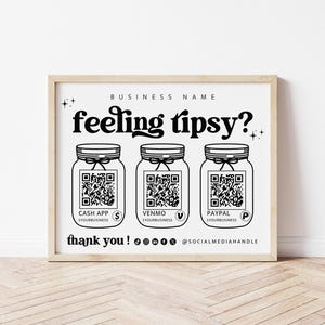 Printable Virtual Tip Jar Payment Sign Canva Template, Venmo Cashapp QR Code Sign, Editable Tips Accepted Sign, Instant Download - Dani