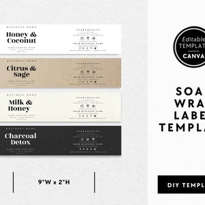 Printable Retro Soap Label Template Canva, Editable Soap Bar Wrap ...