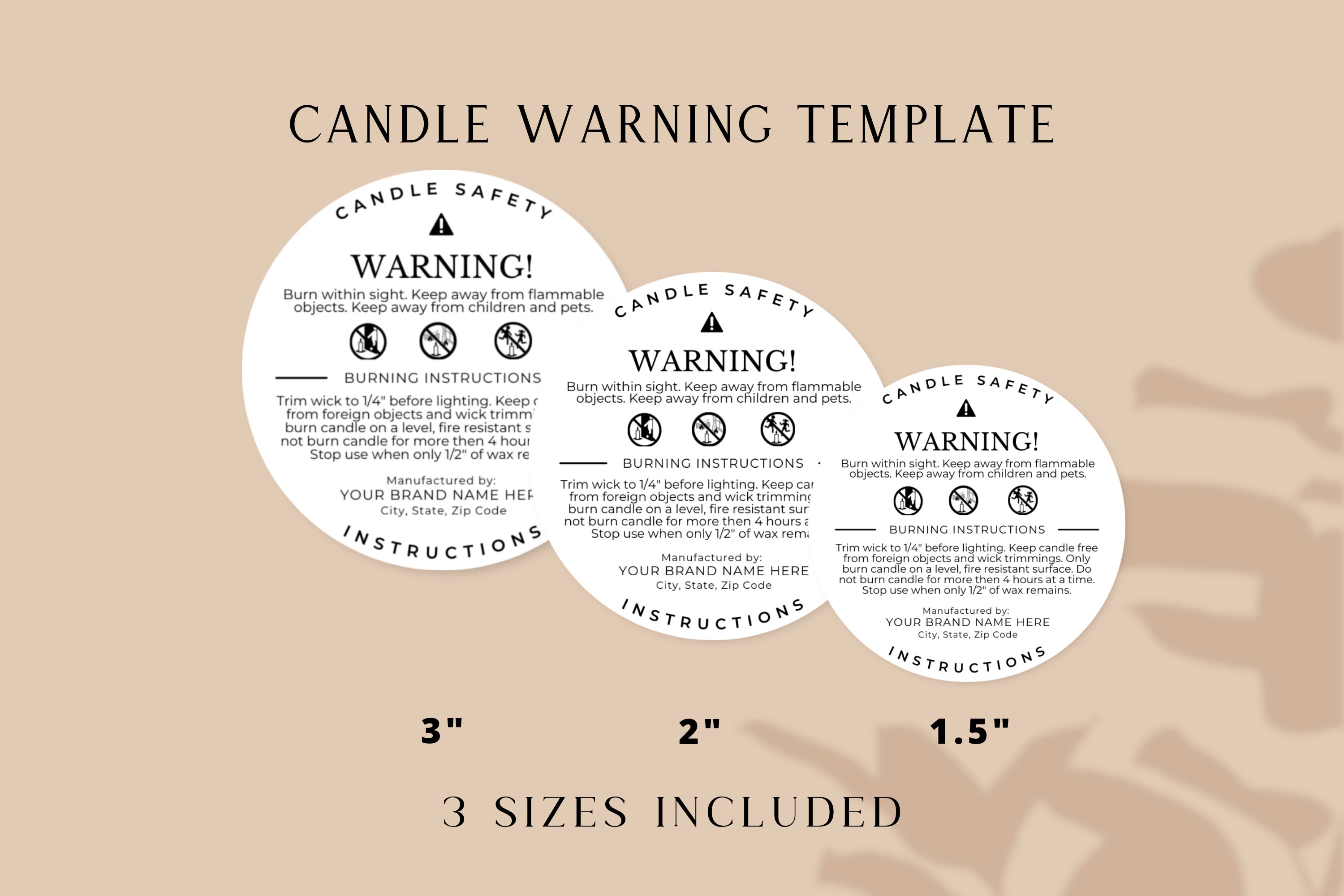 Candle Warning Label Template & Wax Melt Warning Label | Etsy