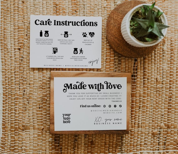 Retro Squeezable Wax Melt Care Card Canva Template, Editable Squeezy Wax Instructions - Dani