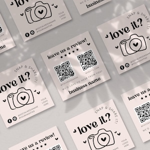 Retro Snap and Share Card Canva Template, Social Media Card Template, DIY Follow Us On Social Media, Like & Connect With Us QR Code - Jace