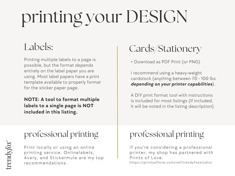 a white and black poster with instructions for printing your design
