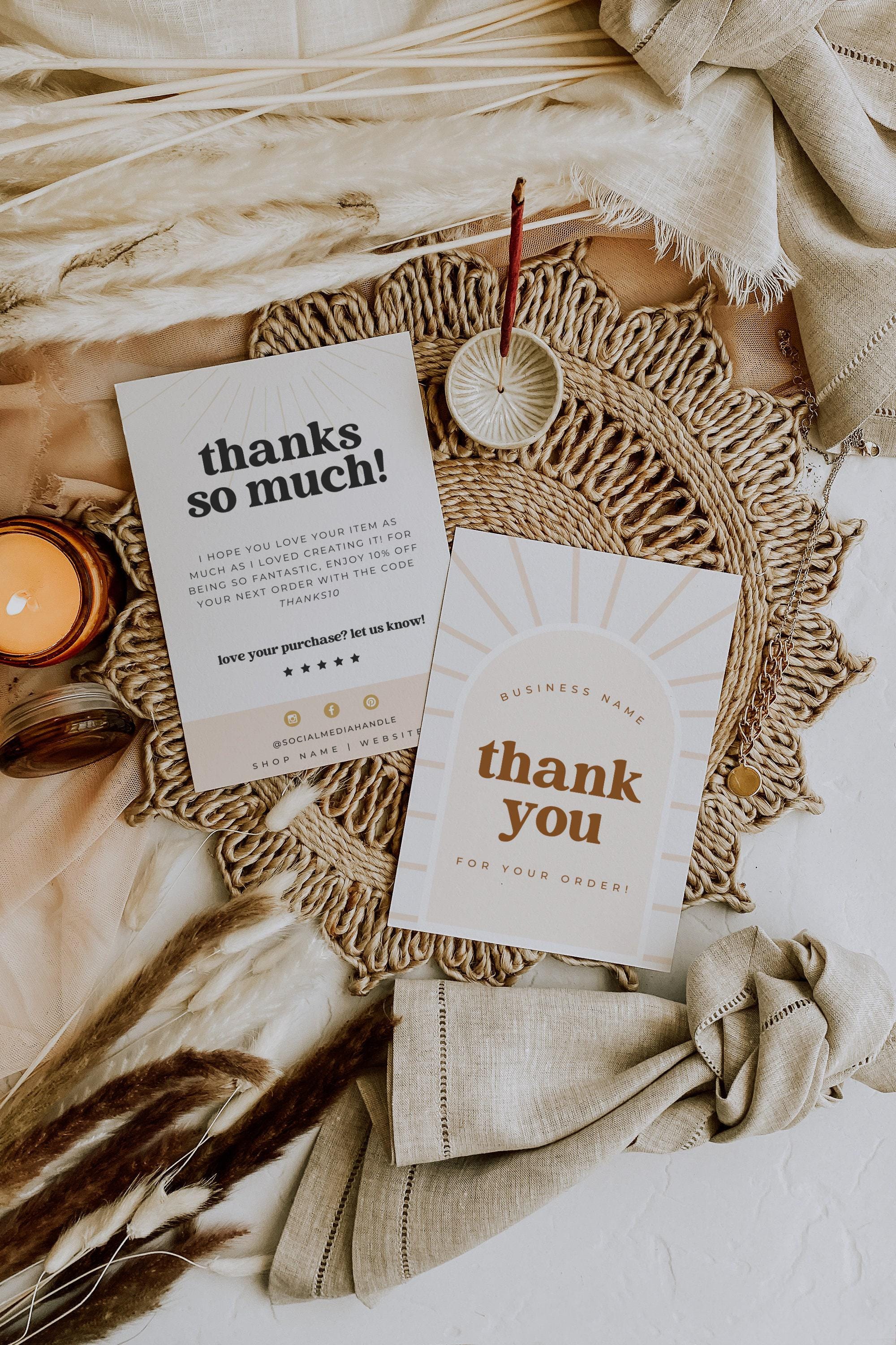 Retro Sun Thank You Card Template, Editable Small Business Thank You ...