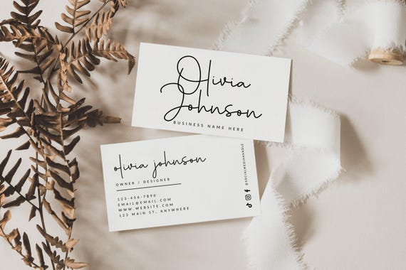 Minimal Business Card Template, Instant Download, Printable Business Card, Editable Business Branding, 3.5x2" Card, Canva Template - Blair