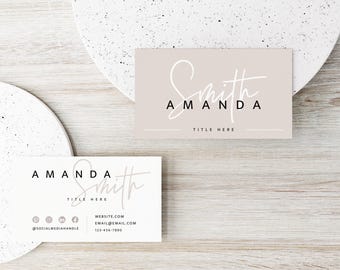 Feminine Business Card Canva Template, Modern Script Design - Skye