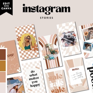 Groovy Retro Instagram Story Templates Canva, IG Stories, Instagram Branding, Social Media Templates, Editable Story Templates - Pixie