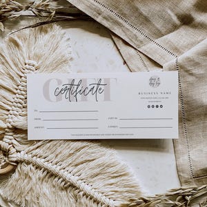 Cadeaubonsjabloon, afdrukbare cadeaubon, bewerkbare cadeaubon, cadeaubon Spa cadeaubon salon, modern certificaat - Emory